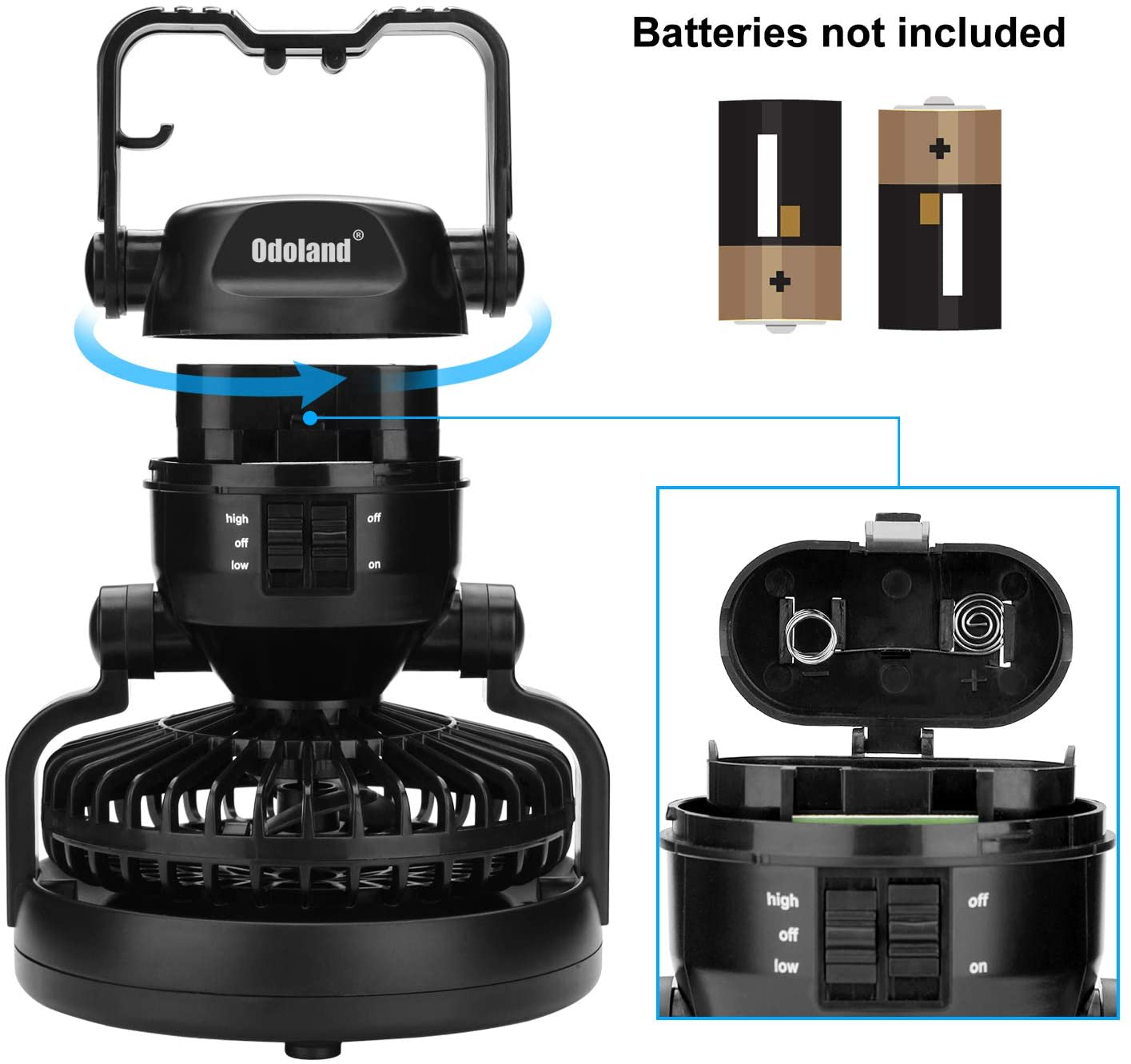Rynx | Odoland Portable LED Camping Lantern with Ceiling Fan - Hurricane Emergency Survival Kit