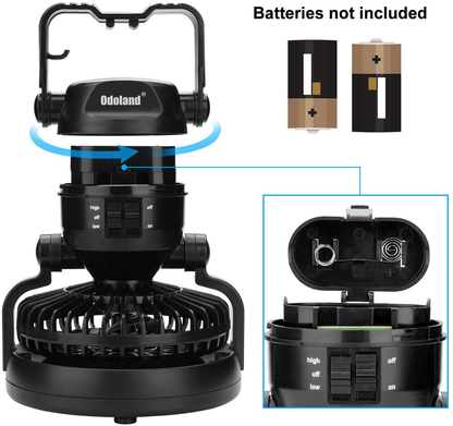 Rynx | Odoland Portable LED Camping Lantern with Ceiling Fan - Hurricane Emergency Survival Kit