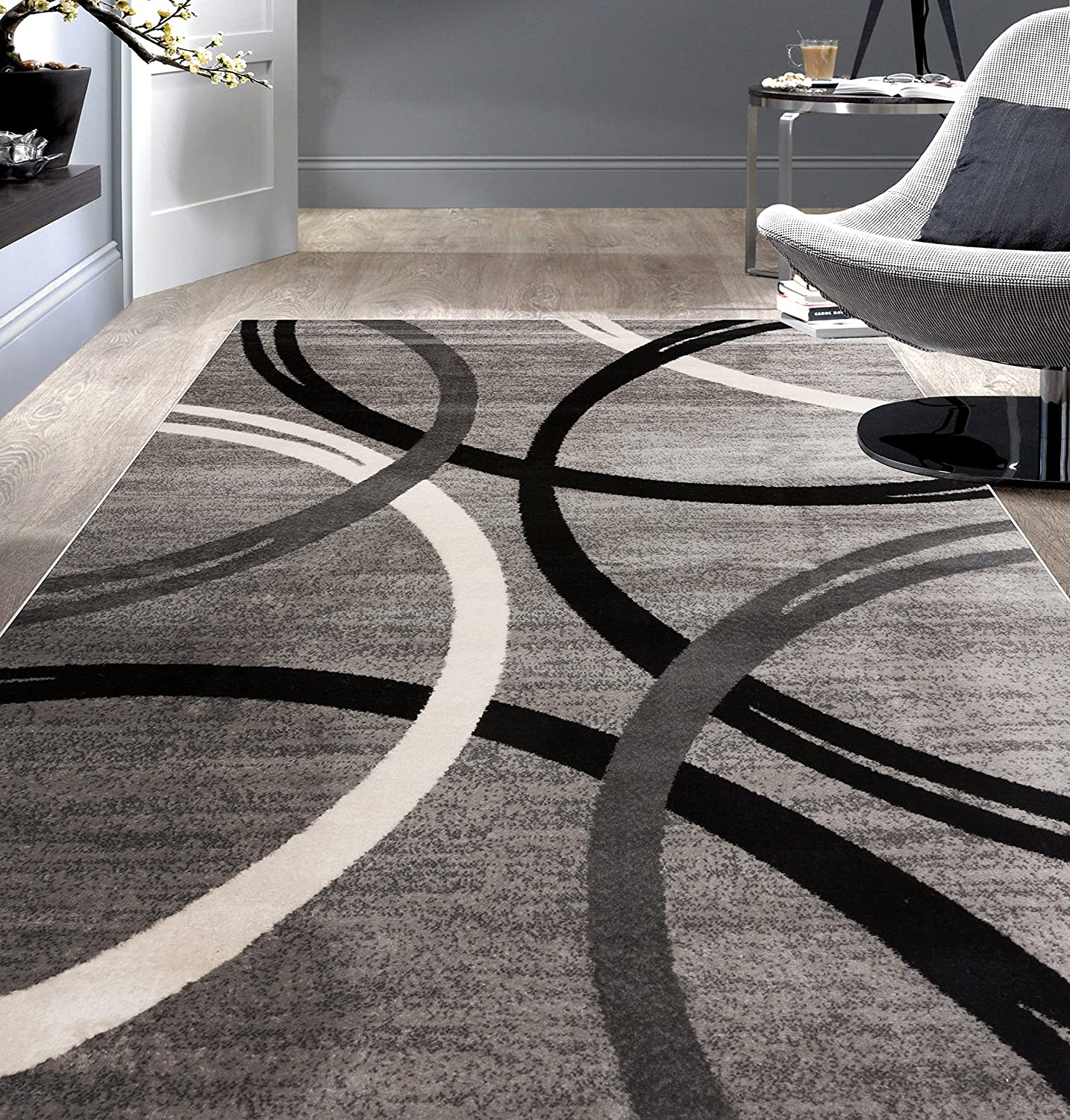Rynx | Rugshop Modern Wavy Circles Design Area Rug 3'3" x 5' Blue