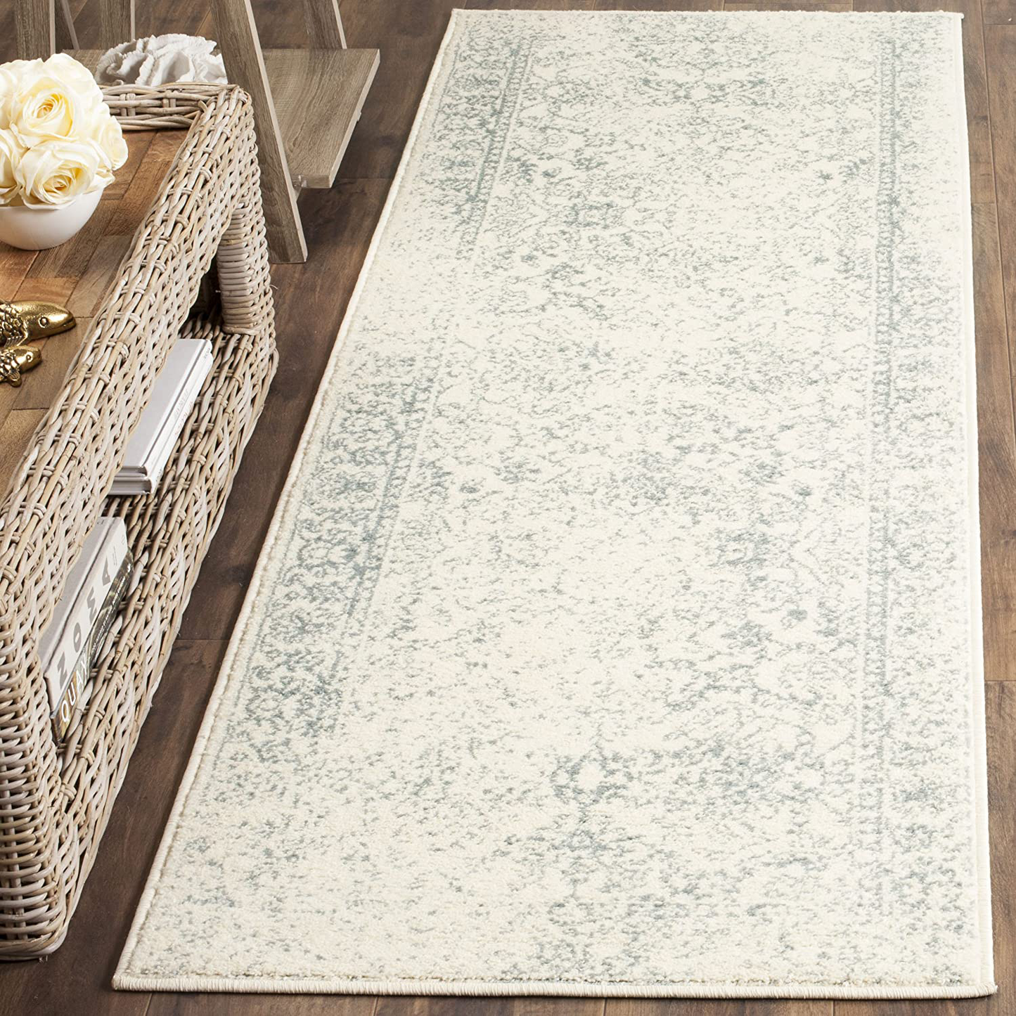 Rynx | Safavieh Adirondack Collection ADR109S Oriental Distressed Non-Shedding Stain Resistant Living Room Bedroom Runner, 2'6" x 12', Ivory / Slate