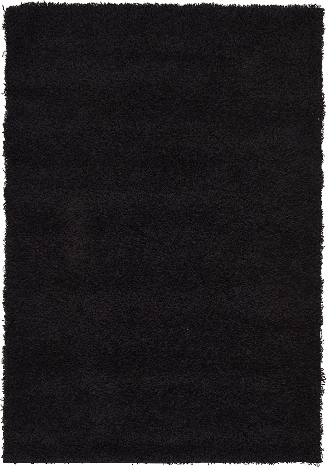 Rynx | Unique Loom Solo Solid Shag Collection Area Modern Plush Rug Luxurious & Soft, 4' 0 x 6' 0, Jet Black