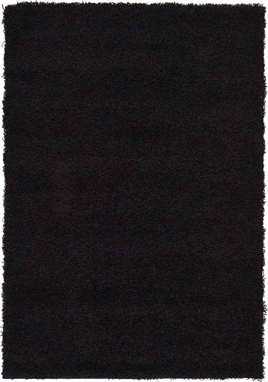 Rynx | Unique Loom Solo Solid Shag Collection Area Modern Plush Rug Luxurious & Soft, 4' 0 x 6' 0, Jet Black