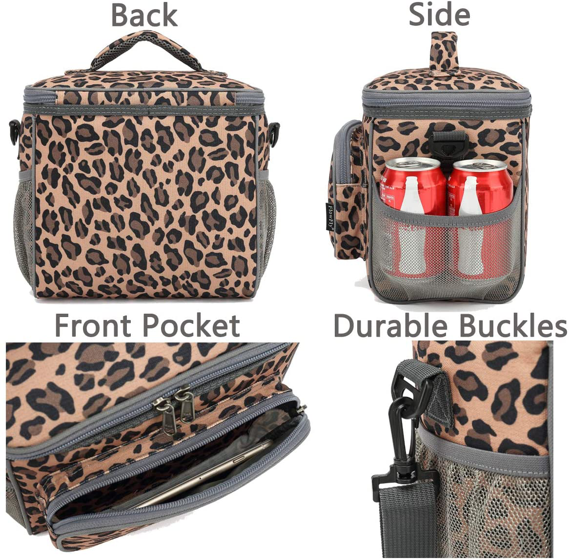 Rynx | Flowfly Insulated Reusable Lunchbox Adult Large Lunchbox For Women And Men With Adjustable Shoulder Strap Front Zipper Pocket And Double Large Mesh Pockets, Royal