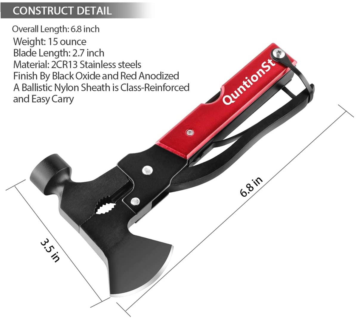 Rynx | Camping Equipment Multitool, Ball and Unique Birthday Gifts for Men Father Man Boyfriend, 16-in-1 Survival Gear for Outdoor Hunting Hiking, Emergency Escape Tool with Axe, Hammer, Pliers, Knife, Bottle Opener
