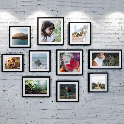 Rynx | Upsimples 9x12 Picture Frame Set For 5, Display Pictures 6x8 With Mat Or 9x12 Without Mat, Wall Gallery Photo Frames, White