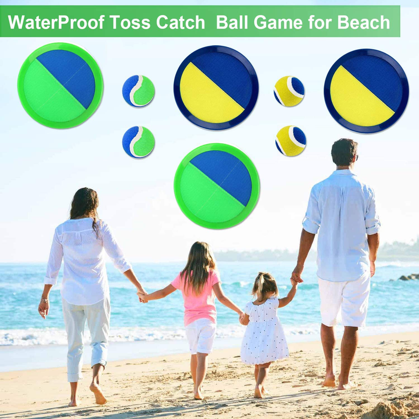 Rynx | Jalunth Ball Catch Set Games Toss Paddle - Beach Toys Back Yard Outdoor Lawn Backyard Throw Sticky Set Age 3 4 5 6 7 8 9 10 11 12 Years Old Boys Girls Kids Adults Family Outside Easter Gifts Green