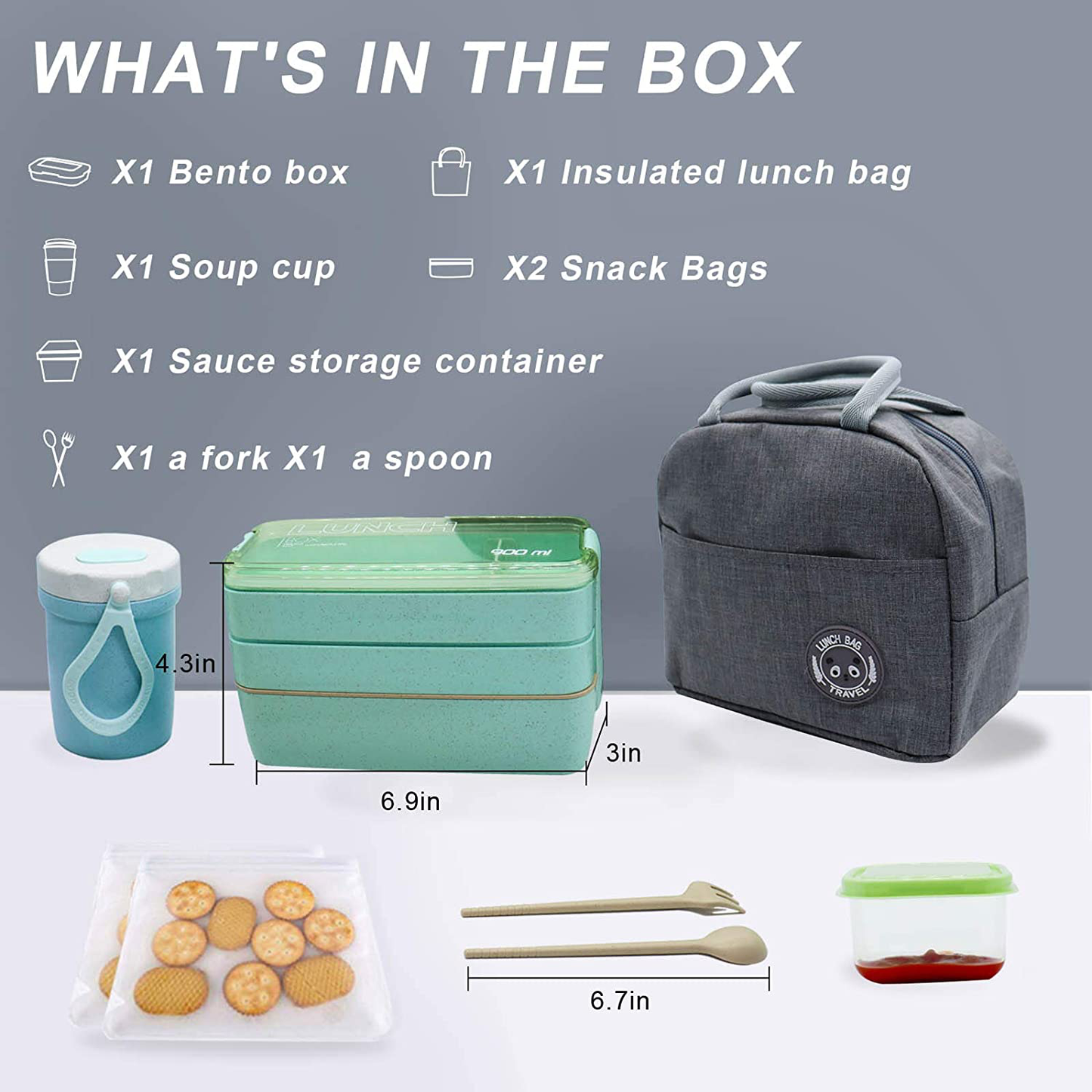 Rynx | Koccido Bento Box Lunch Box Kit, Japanese Lunch Box 3-in-1 Compartment, Stackable Lunch Box Leak-proof Lunch Container, Bento Lunch Box For Kids And Adults