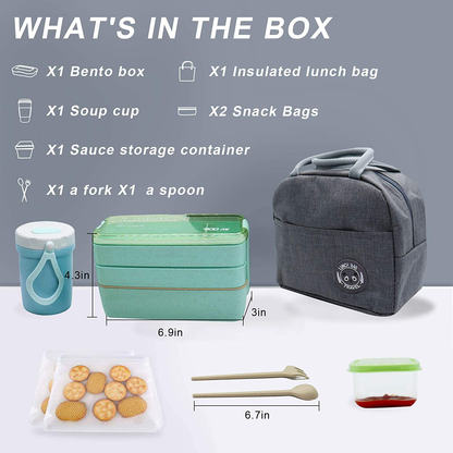 Rynx | Koccido Bento Box Lunch Box Kit, Japanese Lunch Box 3-in-1 Compartment, Stackable Lunch Box Leak-proof Lunch Container, Bento Lunch Box For Kids And Adults