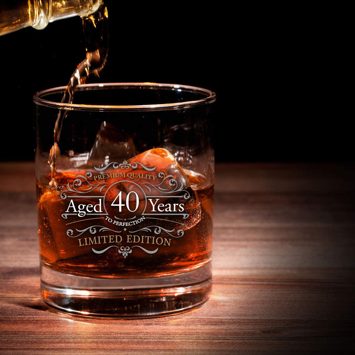 Rynx | 1981 Vintage Edition Birthday Whiskey Scotch Glass (40th Anniversary) 11 oz- Vintage Congratulations on your birthday Old Fashioned Whiskey Glasses for 40-year-old- Classic Lowball Rocks Glass- Birthday, Reunion Gift