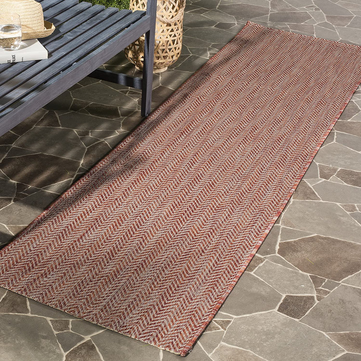 Rynx | Safavieh Courtyard Collection CY8022 Indoor/ Outdoor Non-fading Stain-resistant Patio Backyard Runner, 2'3" x 10', Red / Beige
