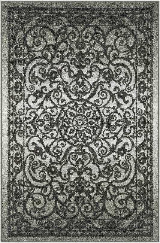 Rynx | Maples Rugs Pelham Vintage Kitchen Mats Non Skid Washable Accent Area Rug [Stocked In Usa], 1'8 X 2'10, Gray Tonal