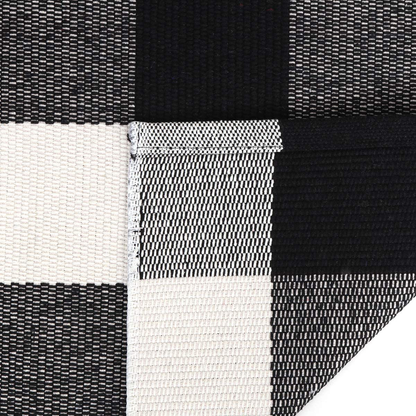 Rynx | Black and White Buffalo Check Rug 47'' X 71'', Kimode Country Cotton Woven Floor Mat, Washable Collection Living Room Rug for Living Room Bedroom Dining Room