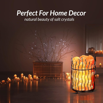 Rynx | Himalayan Salt Basket Lamp - Amber Glow