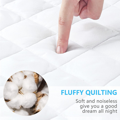 Rynx | Ruili Cal King Quilted Fitted Mattress Pad, 100% Waterproof Deep Pocket Stretch Up to 21 Inch Mattress Protector Soft Snow Cotton Filling Mattress Protector