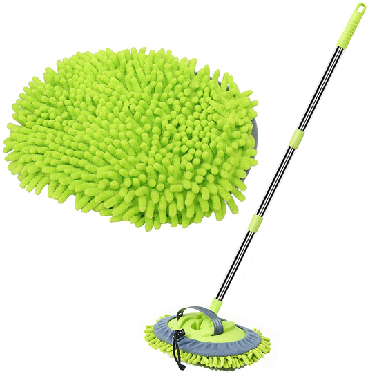 Rynx | Willingheart 47.5" Car Wash Brush Mop Cleaning Tool With Long Handle Kit For Washing Detailing Of Cars Trucks, Suv, Rv, Trailer, Boat 2 In 1 Chenille Microfiber Sponge Duster Does Not Damage The Paint Scratch Free