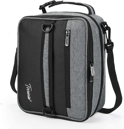 Rynx | Expandable insulated lunch bag, leak-proof flat lunch cooler tote with shoulder strap for men and women, suitable for work and office by Tirrinia, dark gray