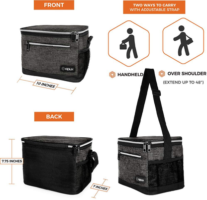 Rynx | Opux Insulated Large Lunch Box For Men Women, Leakproof Thermal Food Bag For Work, Reusable Food Cooler Tote, Soft School Lunch Box With Shoulder Strap, Pockets, 18 Cans, 10l, Dark Gray Coal
