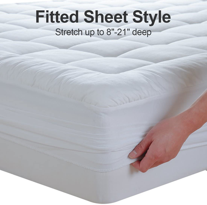 Rynx | EASELAND Full Size Mattress Pad Pillow Top Mattress Cover Quilted Fitted Mattress Protector Cotton Top 8-21" Deep Pocket Cooling Mattress Topper (54x75 Inches, White)
