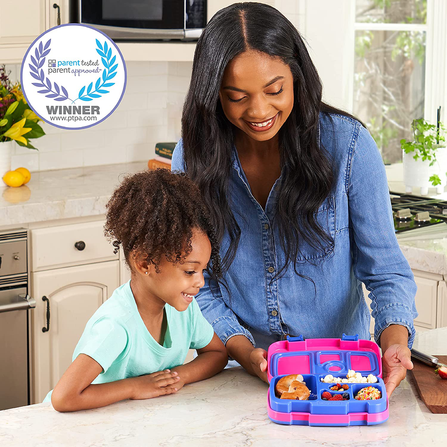 Rynx | Bentgo Kids Brights – Leak-proof, 5-compartment Bento-style kids' lunchbox – Ideal portion sizes for ages 3 to 7 – BPA-free, dishwasher safe, food-safe materials (Fuchsia)