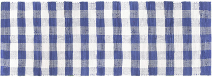 Rynx | GLAMBURG Cotton Reversible Area Runner Rug 2' x 6' for Bedroom Living Room Kitchen Hallway Front Porch Laundry Room, Handwoven Farmhouse Runner Rug, Washable Checkerboard Pattern Runner Rug Blue White