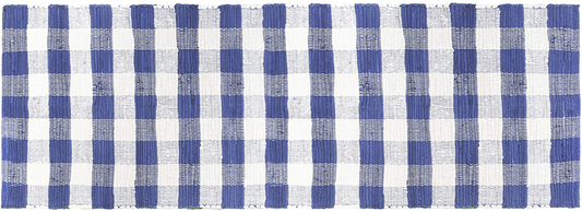 Rynx | GLAMBURG Cotton Reversible Area Runner Rug 2' x 6' for Bedroom Living Room Kitchen Hallway Front Porch Laundry Room, Handwoven Farmhouse Runner Rug, Washable Checkerboard Pattern Runner Rug Blue White