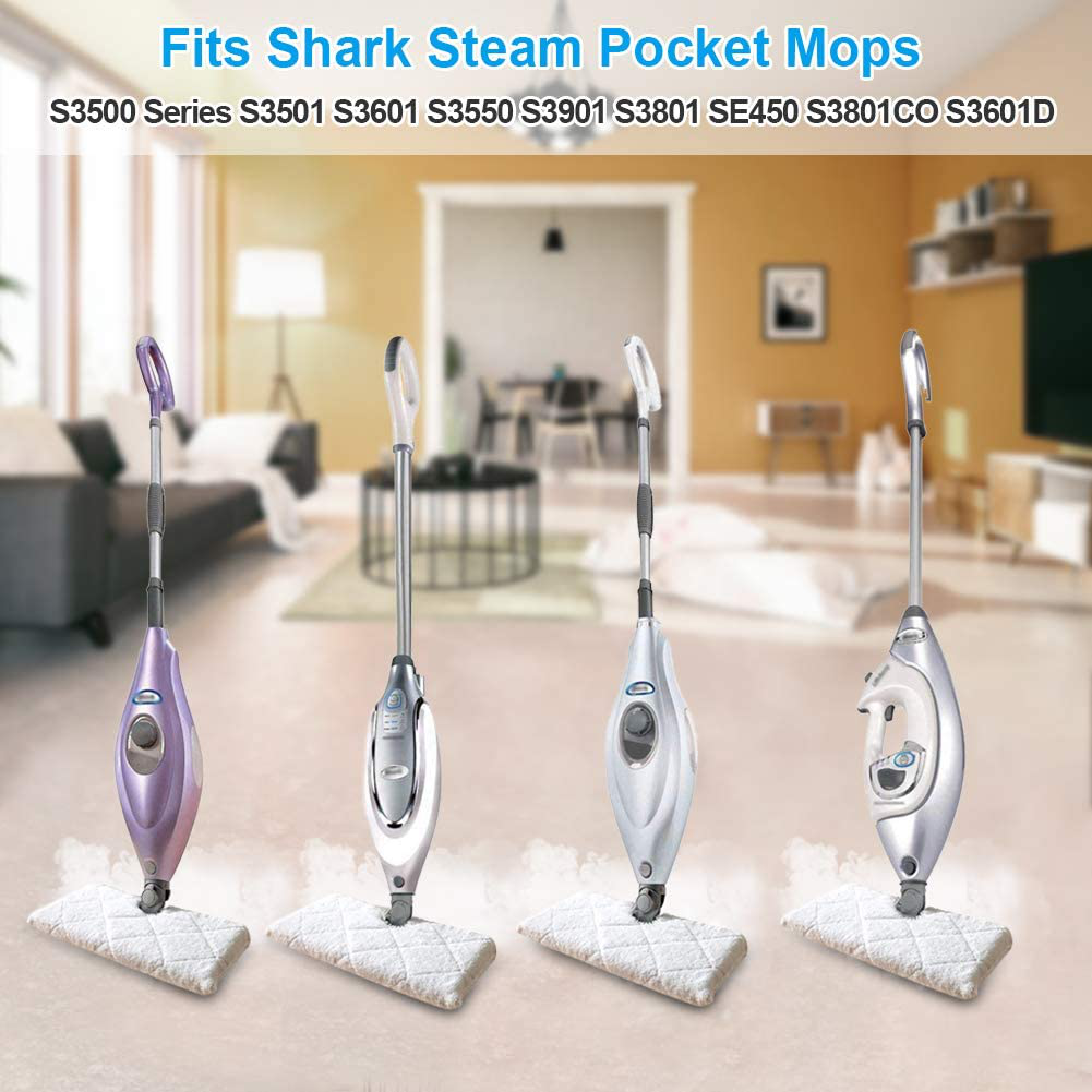 Rynx | Fushing 10Pcs Steam Mop Pads, Washable Microfiber Cleaning Steam Replacement Pads for Shark Steam Pocket Mop Hard Floor Cleaning Machine S3500 Series S3501 S3550 S3601 S3601D S3801 S3801CO S3901 SE450 S2901