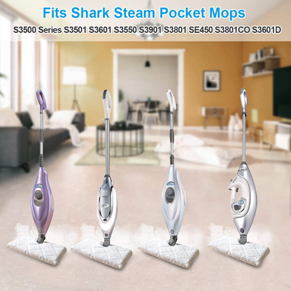 Rynx | Fushing 10Pcs Steam Mop Pads, Washable Microfiber Cleaning Steam Replacement Pads for Shark Steam Pocket Mop Hard Floor Cleaning Machine S3500 Series S3501 S3550 S3601 S3601D S3801 S3801CO S3901 SE450 S2901