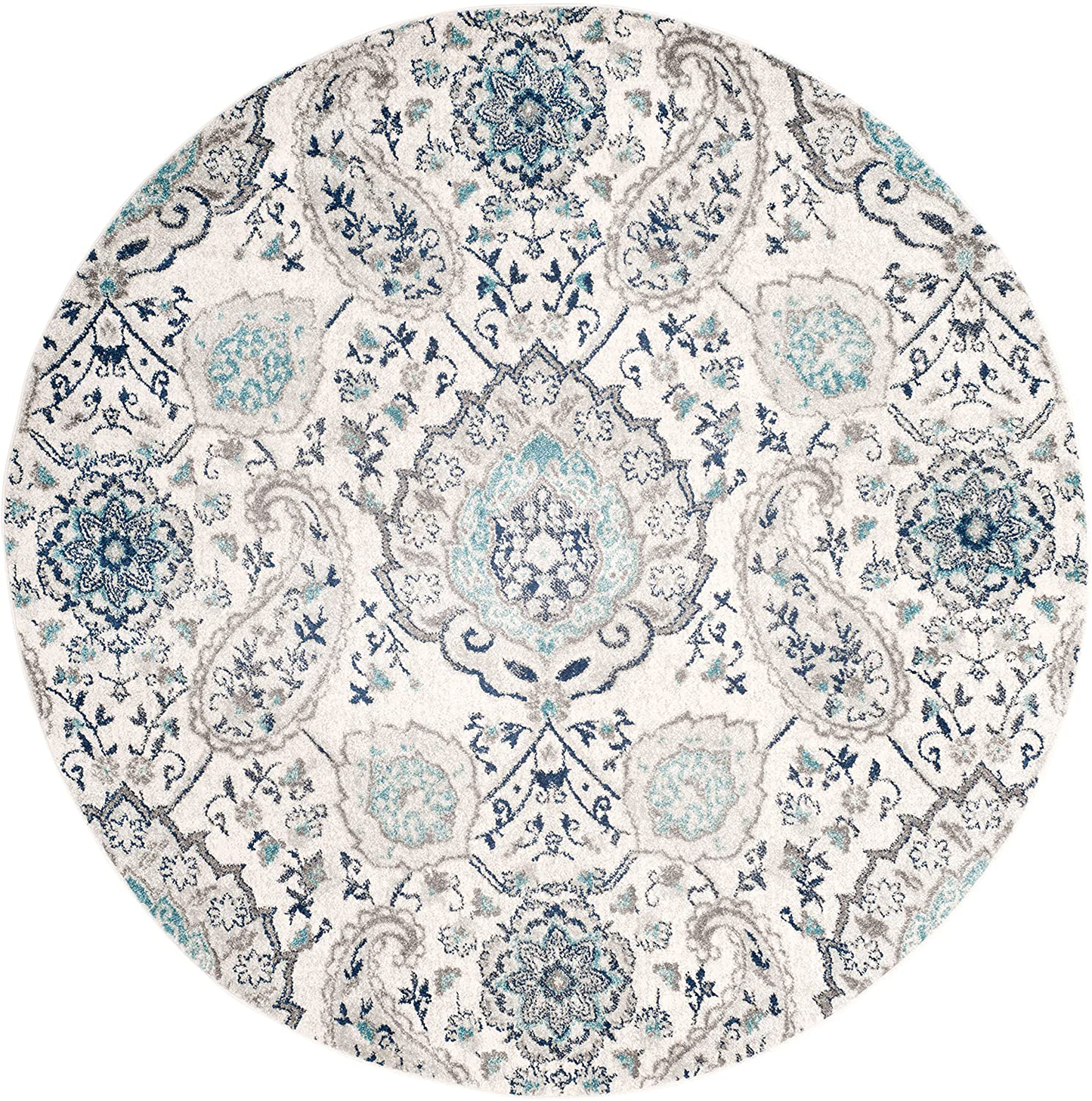 Rynx | Safavieh Madison Collection Mad600c Boho Chic Glam Paisley Non-Shedding Living Room Bedroom Accent Area Rug, 4' X 6', Cream / Light Gray