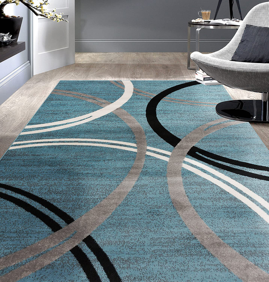 Rynx | Rugshop Modern Wavy Circles Design Area Rug 3'3" x 5' Blue