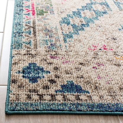Rynx | Safavieh Madison Collection MAD418K Boho Diamond Distressed Non-Shedding Stain Resistant Living Room Bedroom Runner, 2'2" x 6', Blue / Yellow