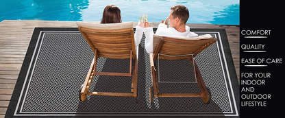 Rynx | Gertmenian Tropical Collection Outdoor Rug Patio Area Rug, 2x6 Runner, Nut Brown Black Edge