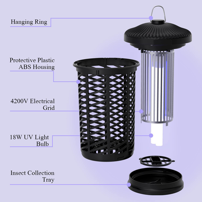 Rynx | Electric Insect Catcher, Mosquito Catcher Outdoor/Indoor, 4200v Waterproof Fly Insect Repellent, Mosquito Killer For Home, Terrace, Backyard