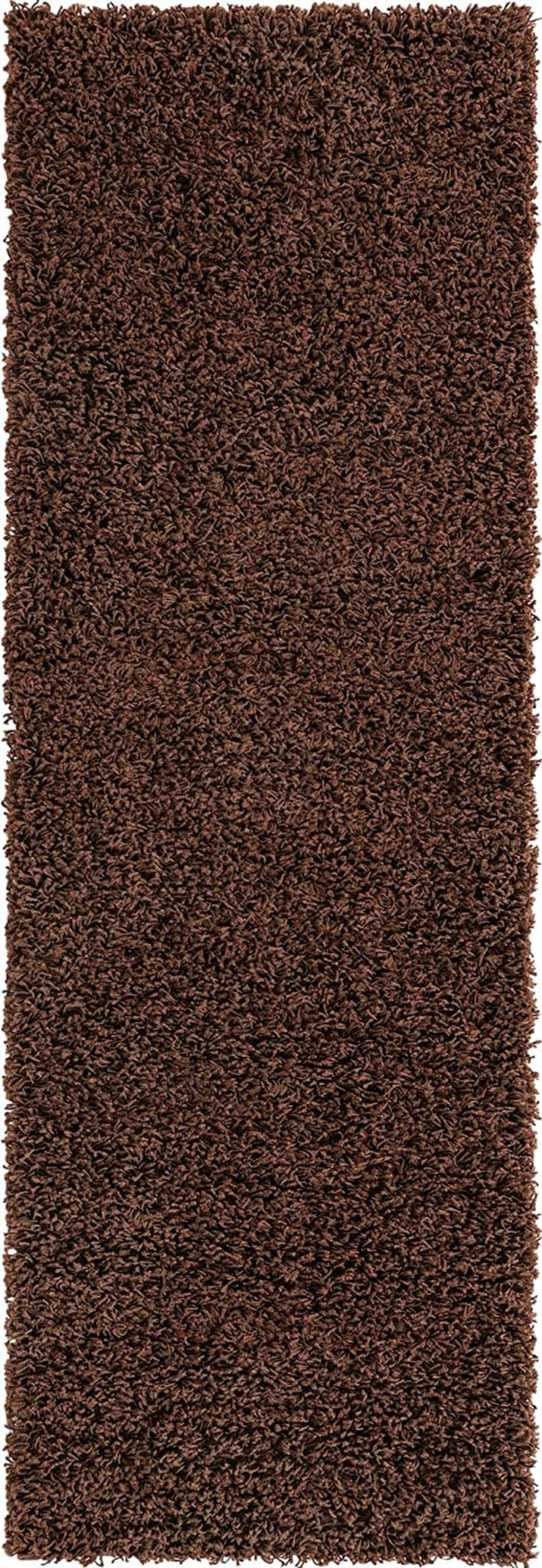 Rynx | Unique Loom Solo Solid Shag Collection Area Modern Plus Rug Lush & Soft, 2' 2" X 6' 5", Chocolate Brown