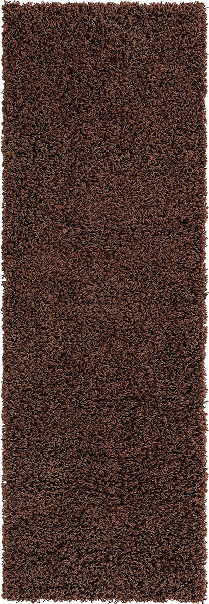 Rynx | Unique Loom Solo Solid Shag Collection Area Modern Plus Rug Lush & Soft, 2' 2" X 6' 5", Chocolate Brown