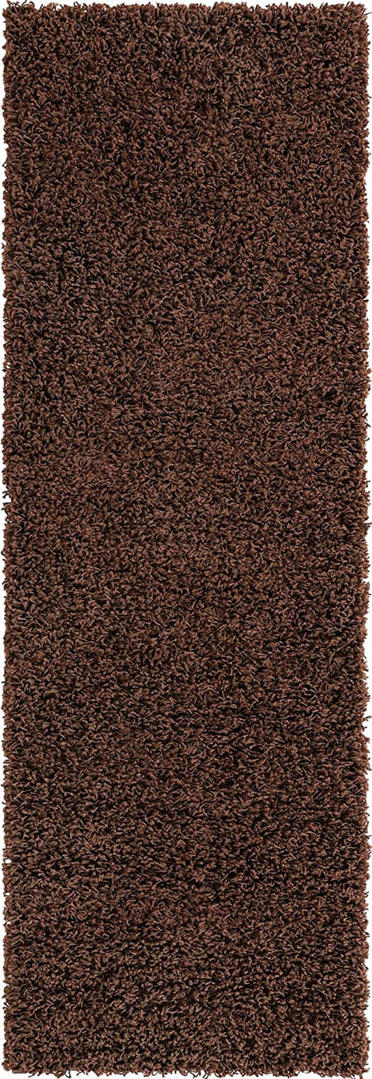 Rynx | Unique Loom Solo Solid Shag Collection Area Modern Plus Rug Lush & Soft, 2' 2" X 6' 5", Chocolate Brown