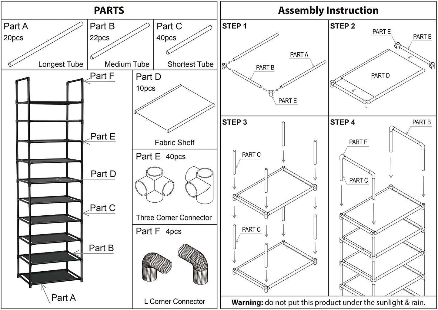 Rynx | fiducial home 10 tier shoe rack 20-25 pairs sturdy shoe rack