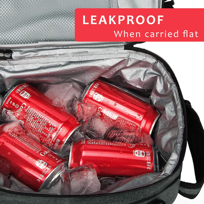 Rynx | Expandable insulated lunch bag, leak-proof flat lunch cooler with shoulder strap for men and women, suitable for work and office, red