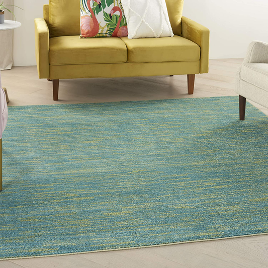 Rynx | Nourison Essentials Solid Contemporary Blue Green 5' Square Area Rug, 5'Xsquare