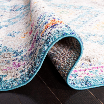 Rynx | Safavieh Madison Collection MAD418K Boho Diamond Distressed Non-Shedding Stain Resistant Living Room Bedroom Runner, 2'2" x 6', Blue / Yellow