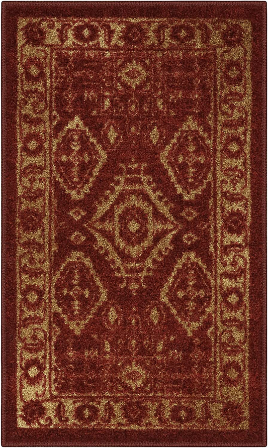 Rynx | Maples Rugs Georgina Traditional Kitchen Non Skid Accent Area Rug [Stocked in the USA], Red/Gold, 1'8 x 2'10