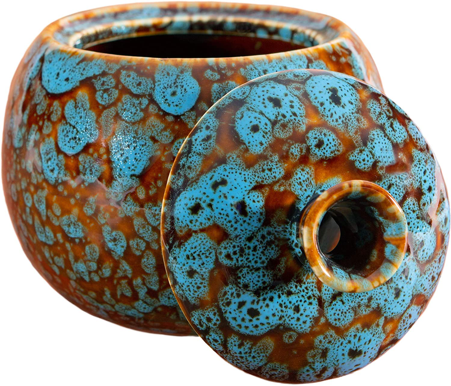 Rynx | Raised lifestyle fruit fly jar trap for kitchen - Decorative, effective, child- and pet-friendly (Marbled turquoise)