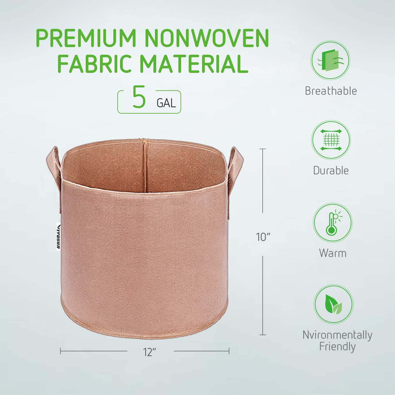 Rynx | Heavy Duty Thickened Non-woven Fabric Pots Grow Bags with Strap Handles