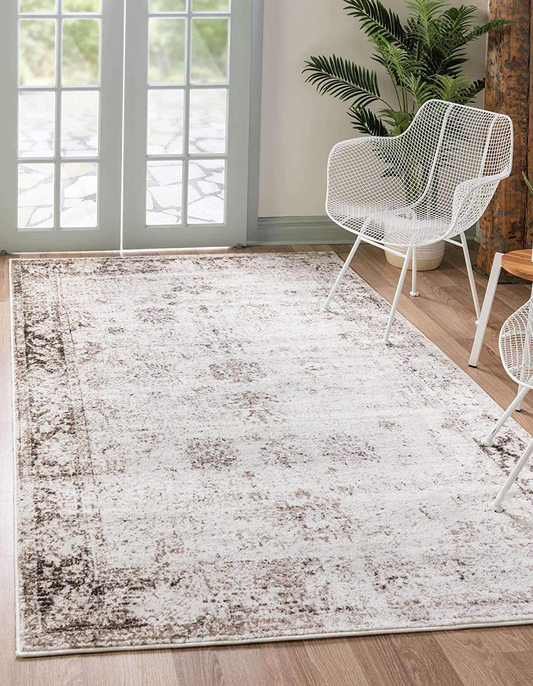 Rynx | Unique Loom Sofia Collection Area Traditional Vintage Rug, French Inspired Perfect for All Home Decor, 5' 0 x 8' 0 Rectangle, Ivory/Brown