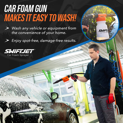 Rynx | SwiftJet Car Wash Foam Cannon Sprayer with Microfiber Wash Mitt - Adjustable Water Pressure & Soap Ratio - Foam Cannon Attaches to Any Garden Hose (Foam Sprayer with Wash Mitt)