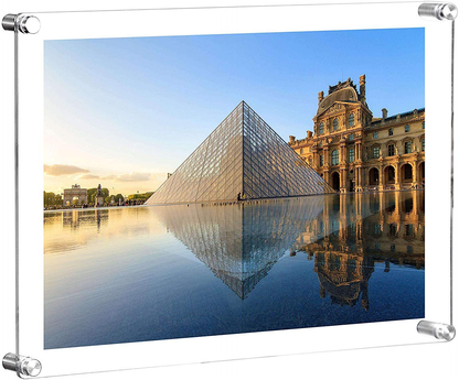 Rynx | CY craftsmanship 11x14 Clear acrylic wall-mounted floating frame without frame, collage photo frames for displaying diplomas and 8x10/8.5x11/8x12 inch photos, double panel (full frame is 13x16 inches), pack of 1