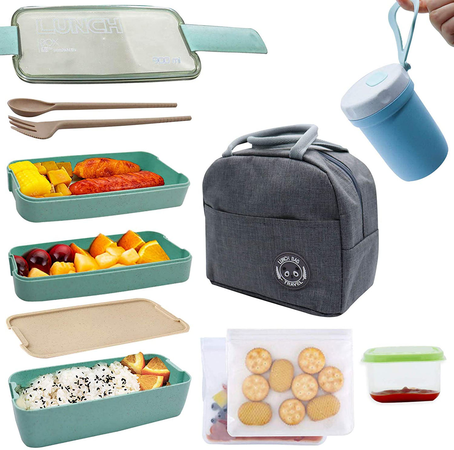 Rynx | Koccido Bento Box Lunch Box Kit, Japanese Lunch Box 3-in-1 Compartment, Stackable Lunch Box Leak-proof Lunch Container, Bento Lunch Box For Kids And Adults