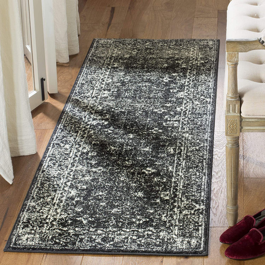 Rynx | Safavieh Evoke Collection Evk270k Shabby Chic Distressed Non-Shedding Stain Resistant Living Room Bedroom Accent Rug, 2'2" X 4', Coal / Ivory