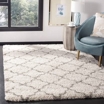Rynx | Safavieh Hudson Shag Collection Sgh282l Morocco Trellis Non-Shedding Living Room Bedroom Dining Room Hallway Plush 2-Inch Thick Accent Mat, 2'3" X 3'9", Slate Blue / Ivory