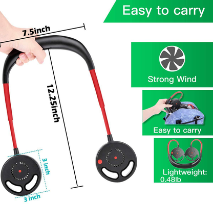 Rynx | Hands-free Portable Neck Fan, Mini USB Bladeless Personal Fan with Neck Hanging Design USB Rechargeable Battery with 3 Speeds Adjustable Airflow, 2 Fan Speeds for Travel Outdoor Office Home Sports