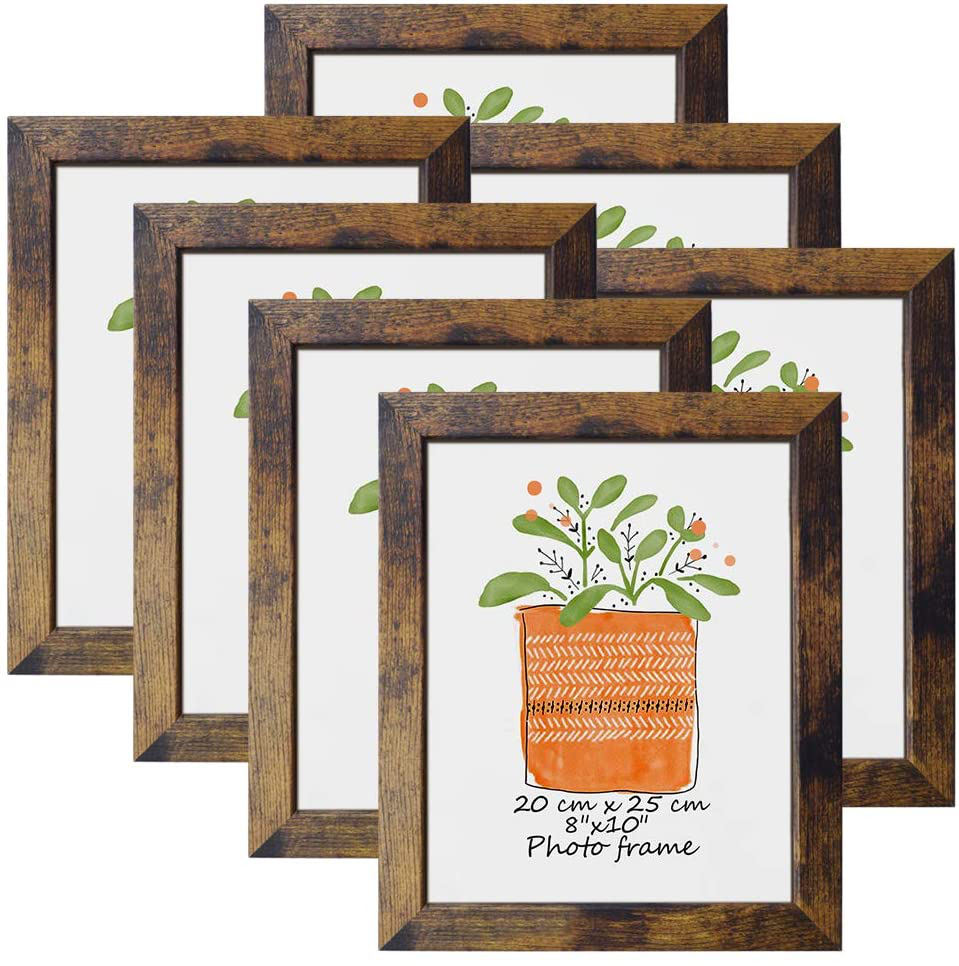 Rynx | Petaflop Gallery Wall Frame Set 7 Pack Distressed Picture Frame Set, One 8x10 Picture Frame, Two 5x7 Picture Frames, Four 4x6 Picture Frames